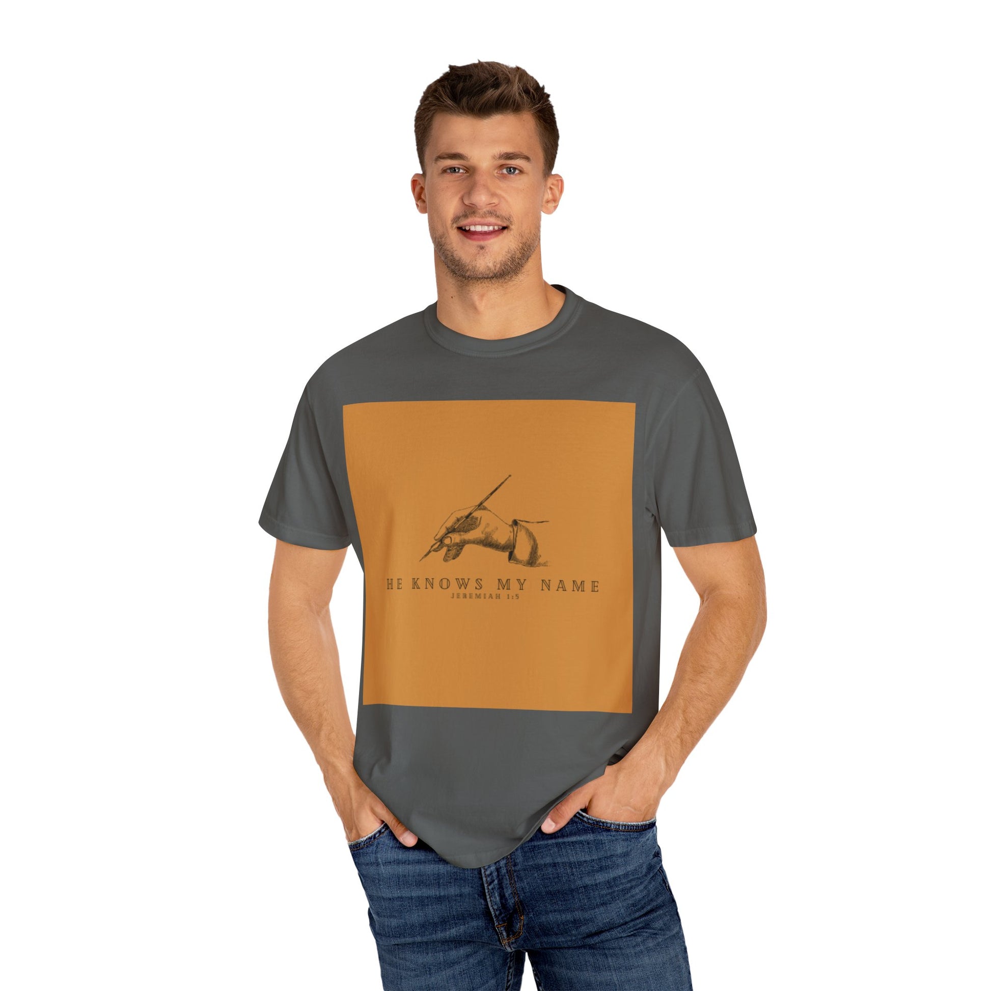 He Knows My Name Unisex Garment-Dyed T-Shirt - Inspirational Graphic Tee