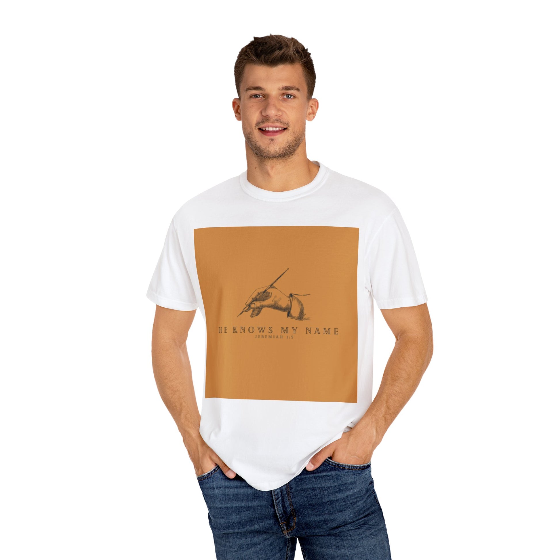 He Knows My Name Unisex Garment-Dyed T-Shirt - Inspirational Graphic Tee